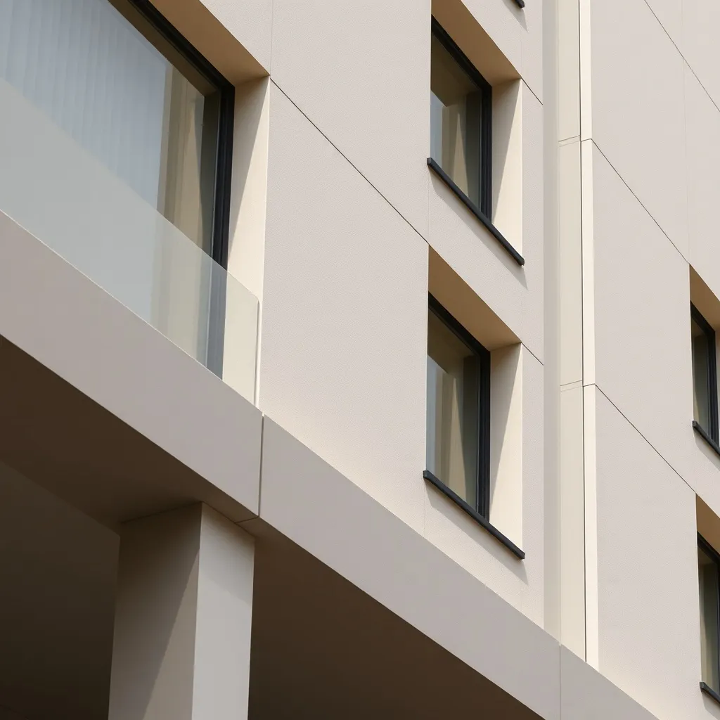 Minimalist architectural detail of a modern building with cl